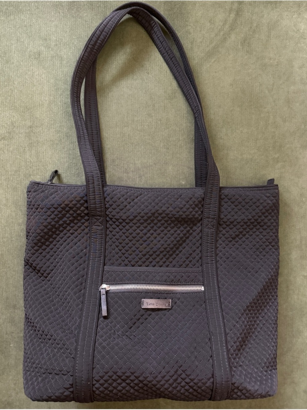 Vera Bradley quilted microfiber tote bag in black